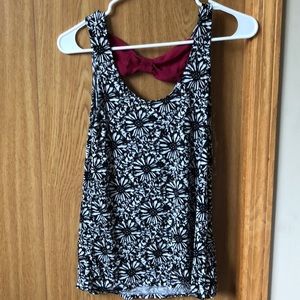 Floral tank top with maroon bow on back